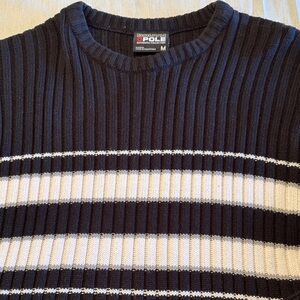 Vintage South Pole Men's Sweater in Black and White Stripes , M , $24